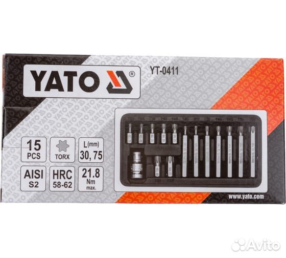 Набор бит torx (15 шт; 1/2) yato YT-0411