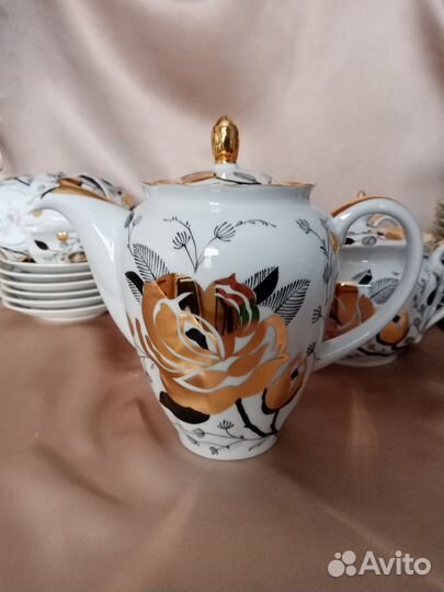 Чайный сервиз золотая роза вербилки