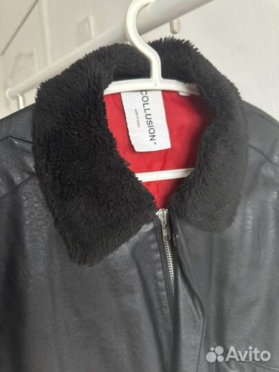 Кожаный винтажный бомбер ASOS collusion