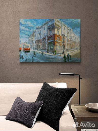 Картина Город, здание, небоскреб в арт стиле