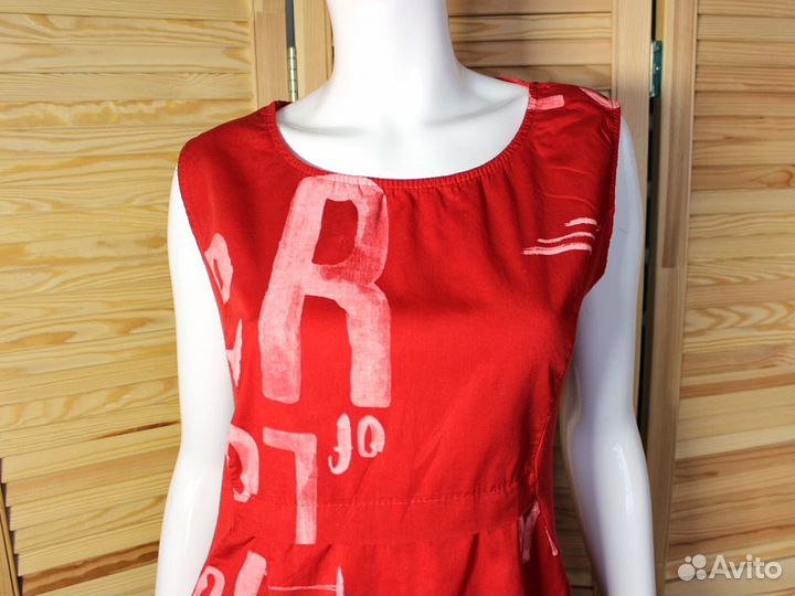 Красное платье в стиле гранж 46-48 Италия