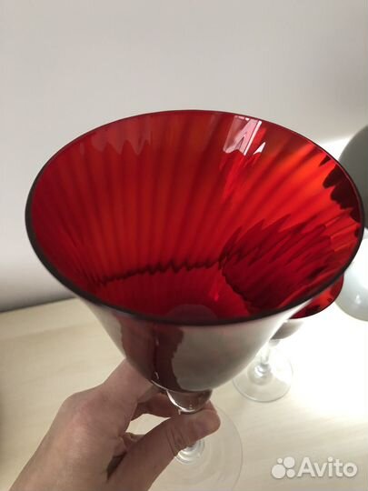 Бокалы Zara Home рифленые красное стекло