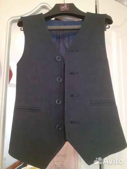 Школьный костюм (тройка) для мал 122 цвет серый