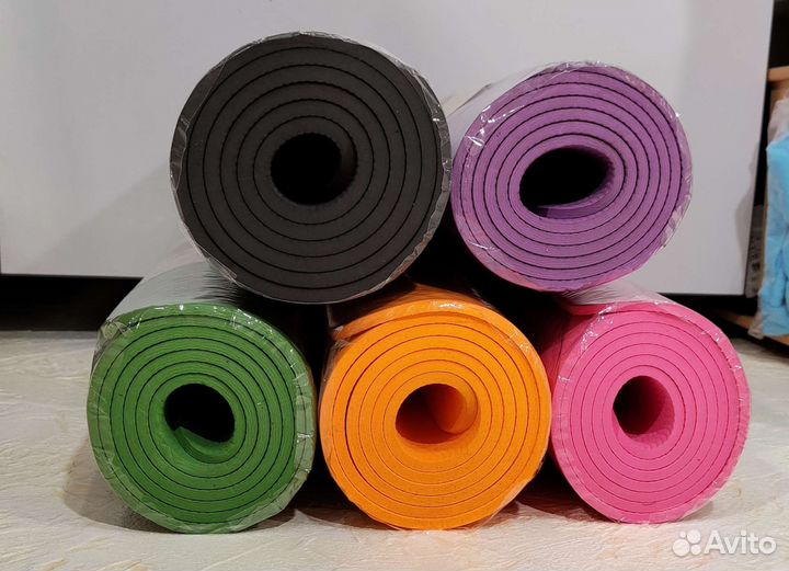 Коврик для йоги фитнеса Новый с чехлом 6, 8 мм