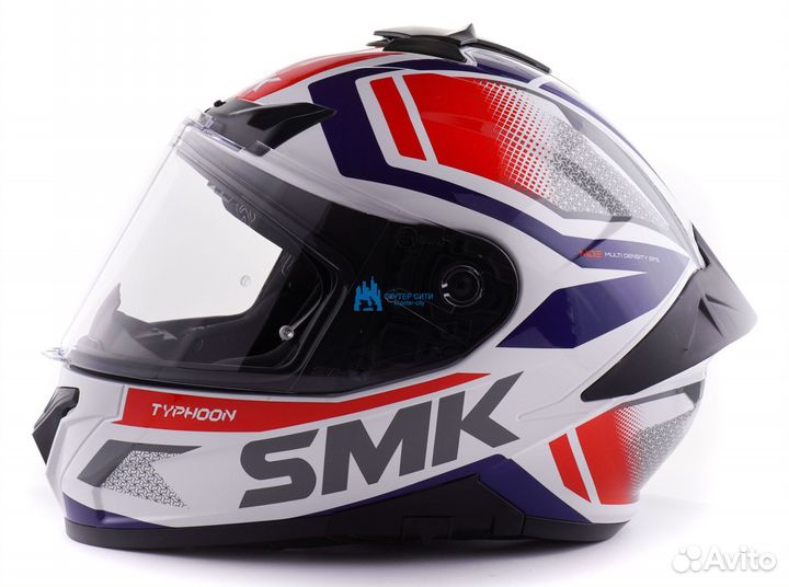 Шлем интеграл SMK typhoon thorn, цвет белый/синий