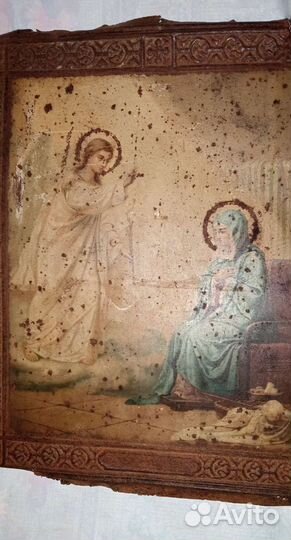 Икона старинная на металле19век