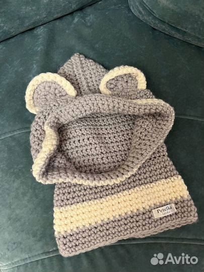 Шапка со снудом ручной вязки