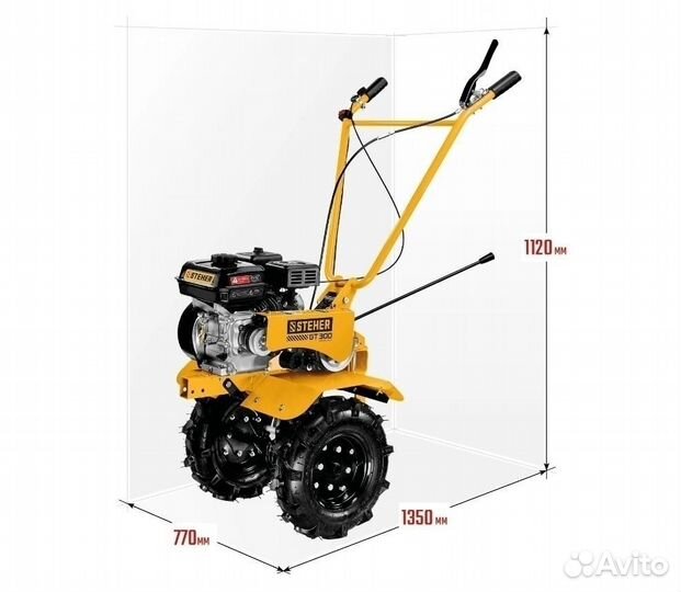 Мотоблок бензиновый steher GT-300, 5150 Вт