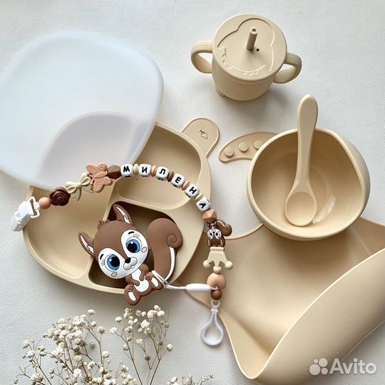Детская силиконовая посуда, грызунки, наборы