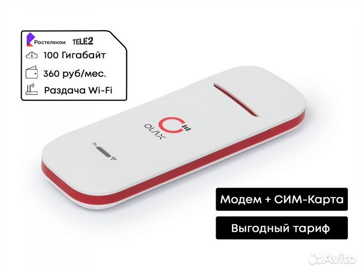 4G Модем с раздачей Wi-Fi и Теле2 сим 360