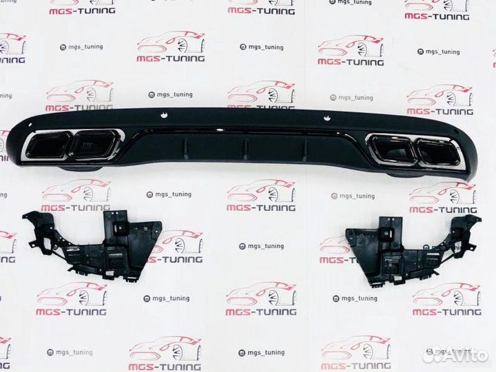 Диффузор с насадками не AMG пакет w205 C63 Black