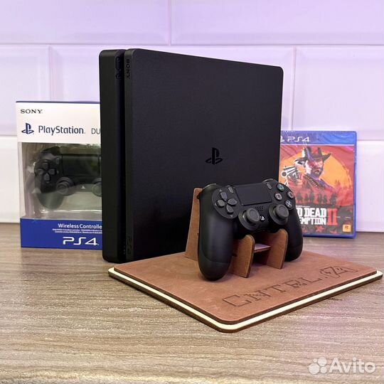 Sony PS4 Slim +Red Dead Redemption 2 + 2 джойстика