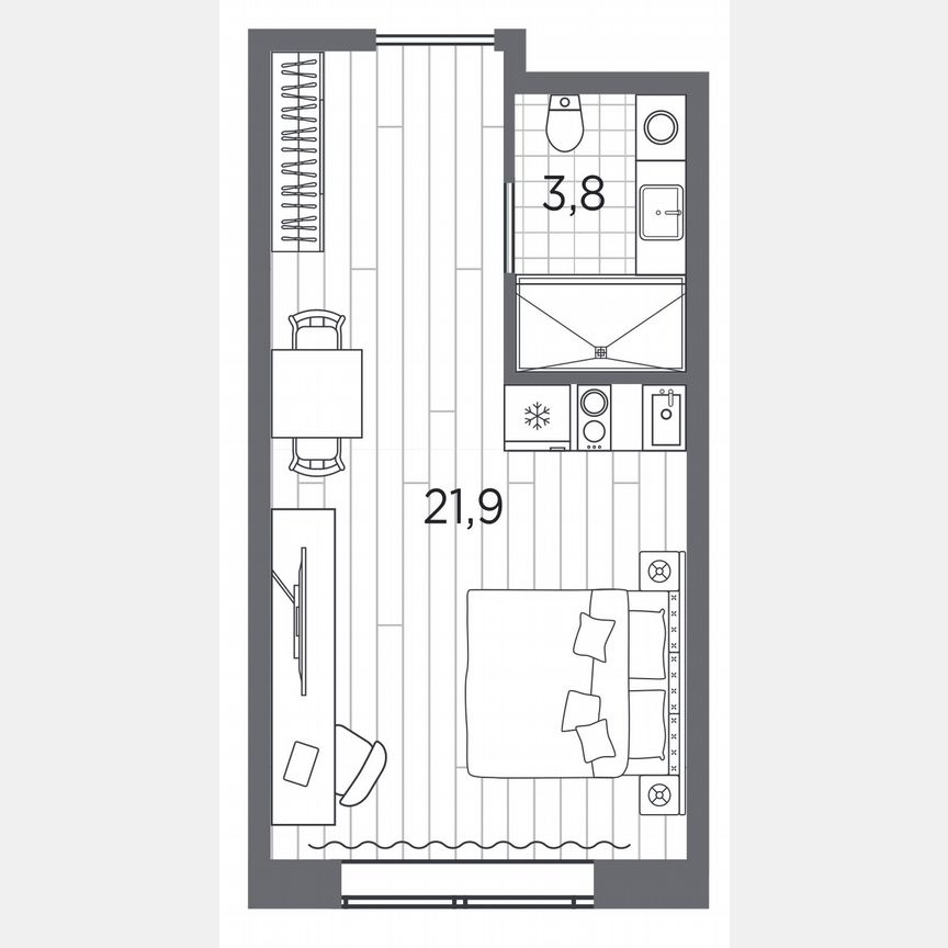 Апартаменты-студия, 25,7 м², 3/13 эт.
