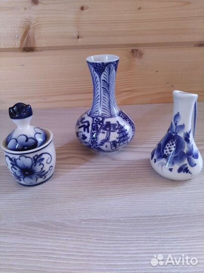 Вазочки гжель 12 см и 9 см