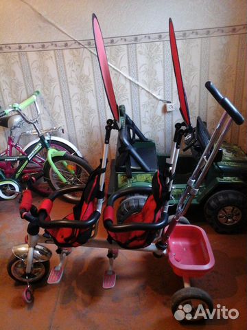 Велосипед двойной с ручкой 