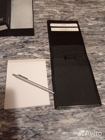 Кожаный блокнот, обложка А6, сменный блок и ручкой