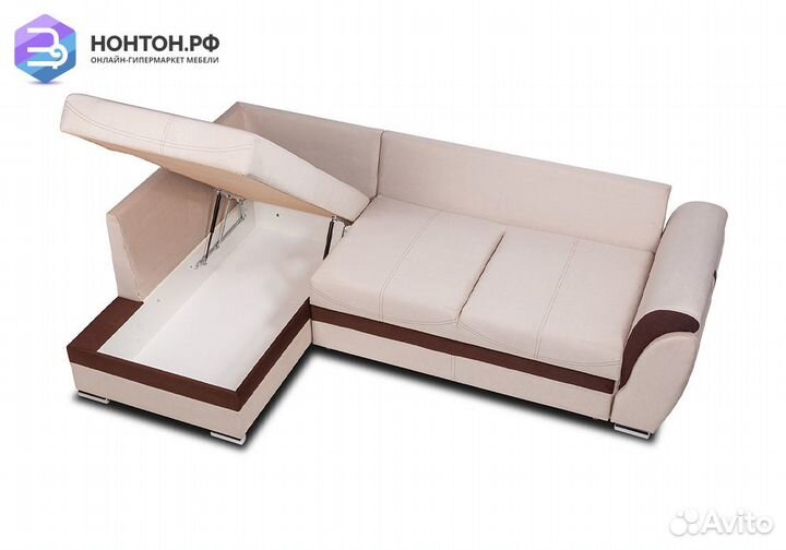 Диван угловой дельфин Стефани айвори / шоколадный