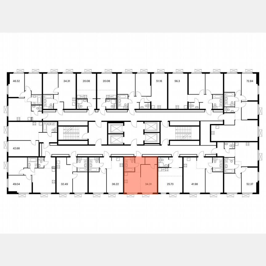 1-к. квартира, 34,3 м², 26/33 эт.
