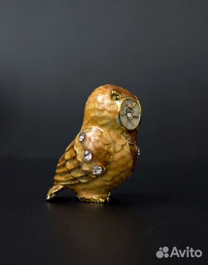 Металлическая Сова статуэтка эмаль кристаллы