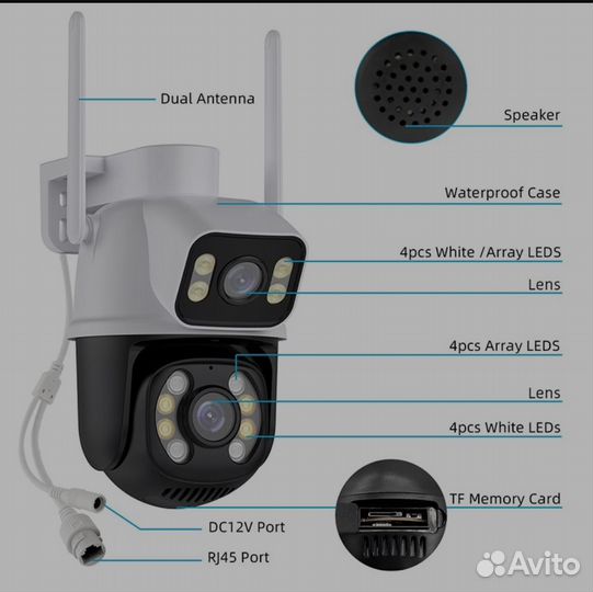 Камера видеонаблюдения Wi Fi уличная 8 мп 4-х зум
