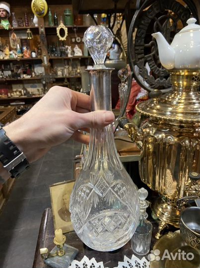 Графин антикварный, серебро, хрусталь, до 1917г