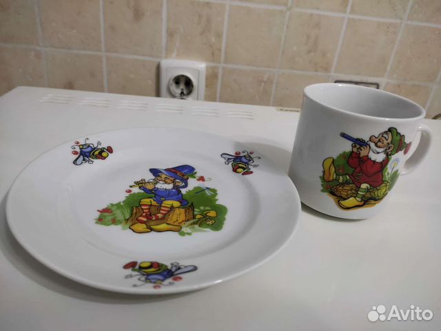 Детская кружка и тарелка фарфор