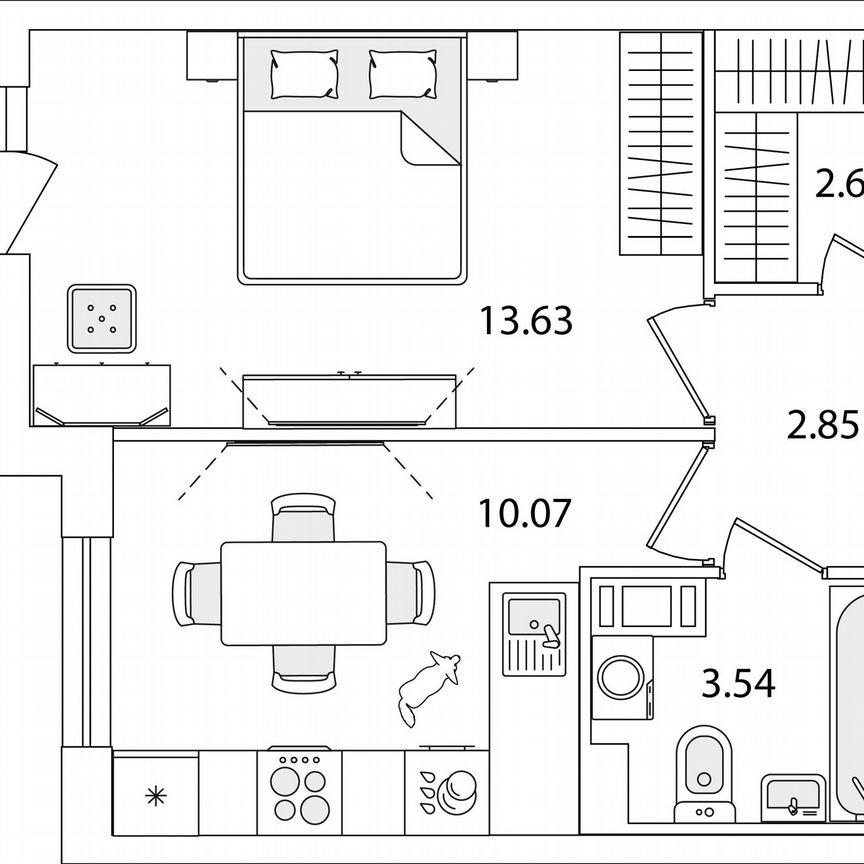 1-к. квартира, 34,1 м², 6/9 эт.