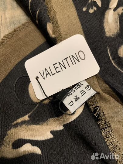 Шерстяной платок Valentino коричневый с черным