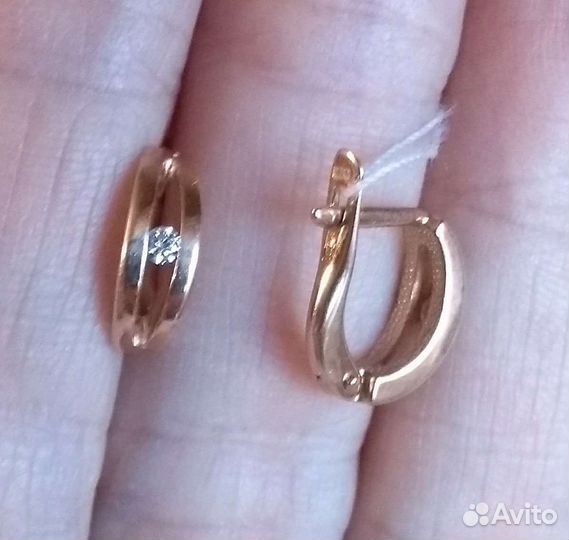585 серьги с бриллиантами 0,064ct Новые