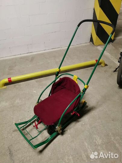 Детские санки складные с колёсами Nika