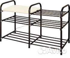 Полка для обуви 3 х полочная коричневая