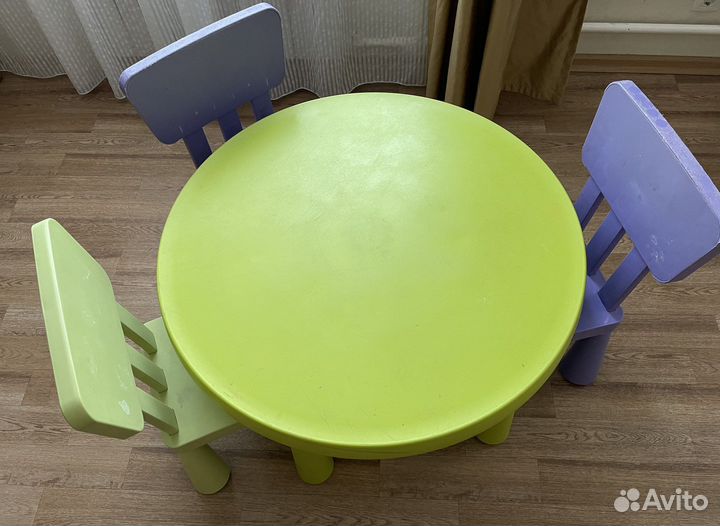 Стол и 3 стула детские IKEA маммут