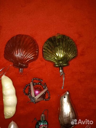 Стеклянные старинные ёлочные игрушки СССР