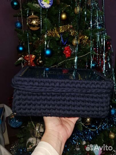 Корзинка из трикотажной пряжи