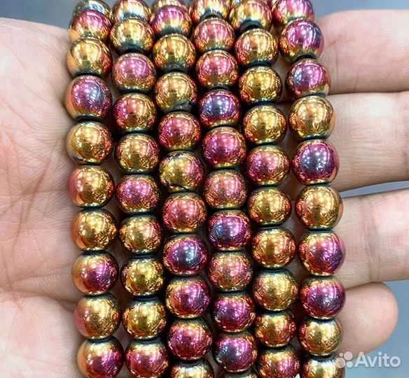 Гальванический гематит. 8 мм., 46 шт