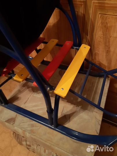 Санки детские с колесиками+меховой вкладыш