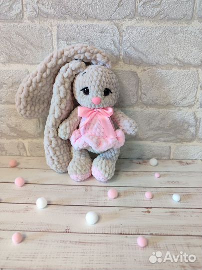 Вязаный зайка, в наличии. Мягкие игрушки