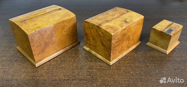 Сигаретницы и спичечница. Карельская берёза. СССР