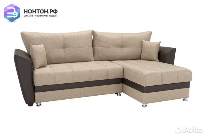 Диван угловой еврокнижка Амстердам бежевый