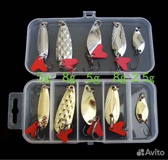 Набор блесен 10 шт в боксе