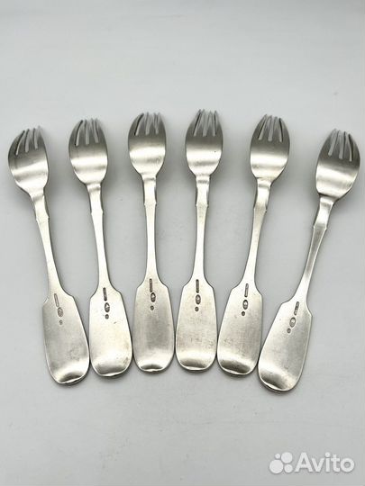 Набор 6 столовых вилок, серебро 84 пр., Петроград
