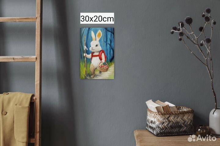 Картина маслом заяц в лесу