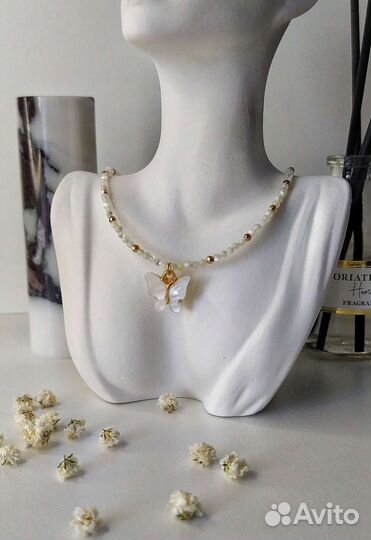Колье чокер ожерелье бисер перламутр