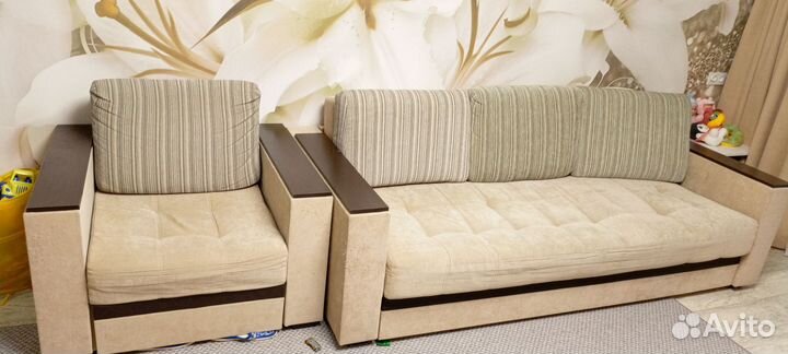 Диван и кресло раскладной бу