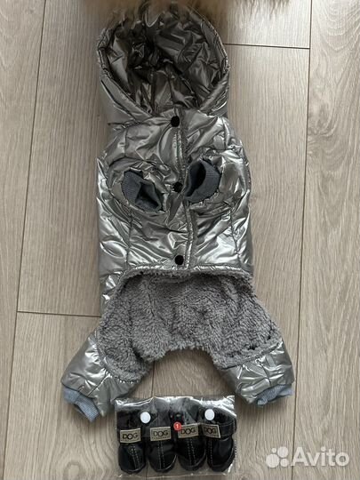 Зимний комбинезон для собаки, ботинки