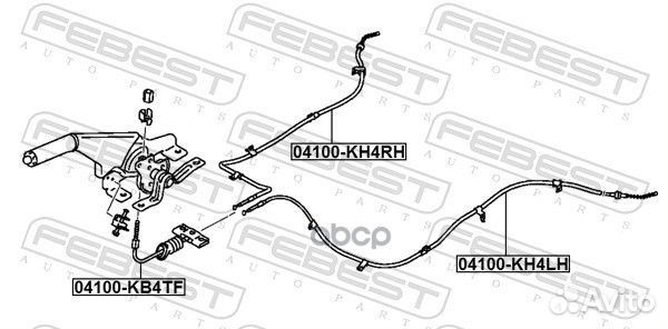 Трос ручного тормоза левый 04100KH4LH Febest
