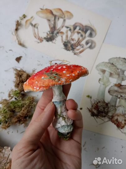 Ватная игрушка мухомор