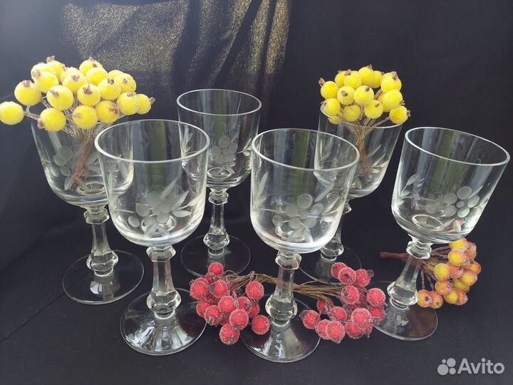 Графин хрустальный СССР рюмки алмазная грань