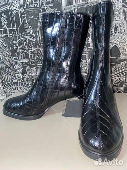Сапоги кожаные женские