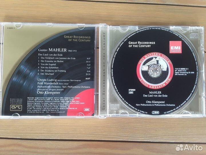 Малер, Песнь о земле. Клемперер, Людвиг. CD